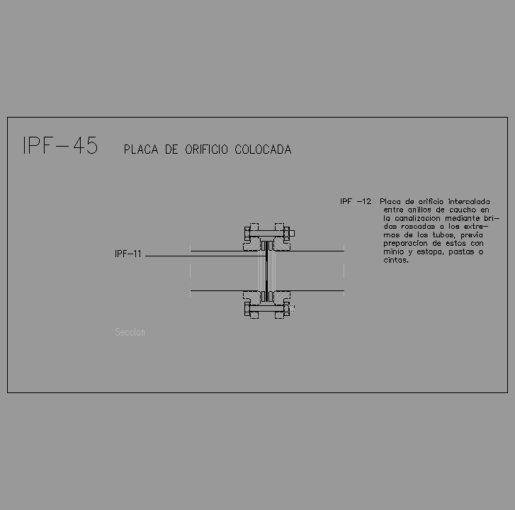 Bloque Autocad Placa de orificio colocada